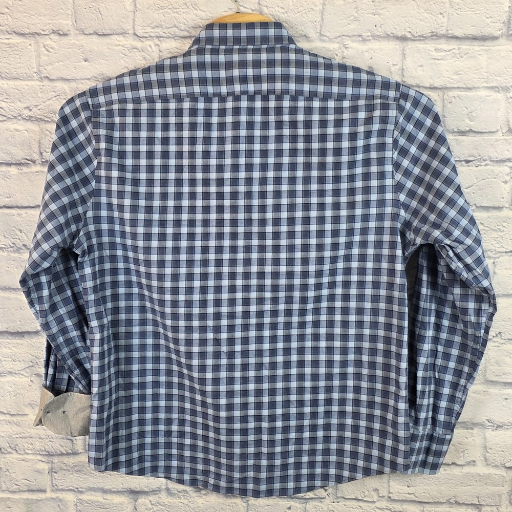 Twillory Men Blue‎ Plaid Button Up Untuckable Stretch Casual Shirt Size Large XL - Picture 3 of 7